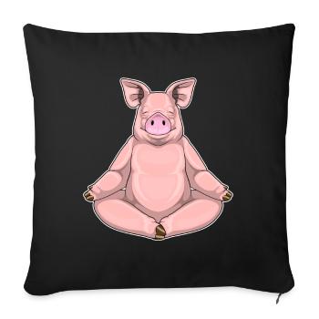 Yoga du Cochon Méditation de remise en forme - Housse de coussin décorative 45 x 45 cm - noir - Devant