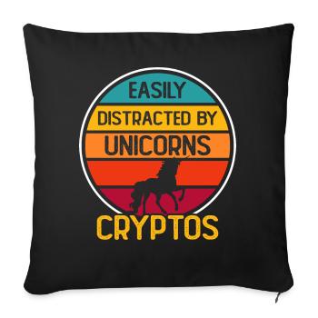 Crypto Cryptocurrency Unicorn - Sofa pillowcase 17,3'' x 17,3'' (45 x 45 cm) - black - Front