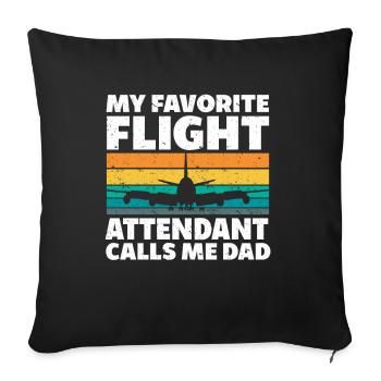 Hôtesse de l’air Papa Hôtesse de l’air Hôtesse de l’air - Housse de coussin décorative 45 x 45 cm - noir - Devant