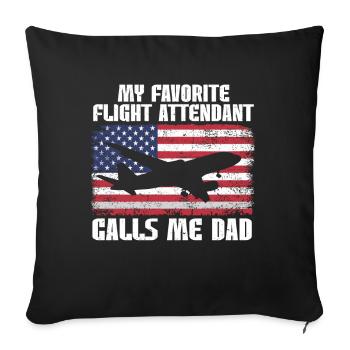 Flight Attendant Papa Stewardess Flight Attendant - Sofa pillowcase 17,3'' x 17,3'' (45 x 45 cm) - black - Front