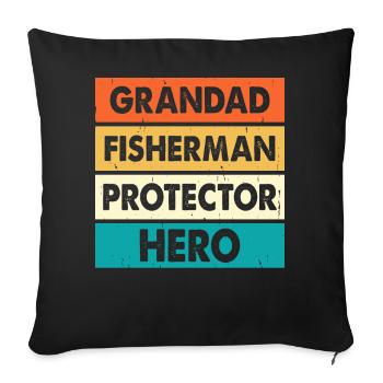 Grandpa Angler Protector Hero - Sofa pillowcase 17,3'' x 17,3'' (45 x 45 cm) - black - Front