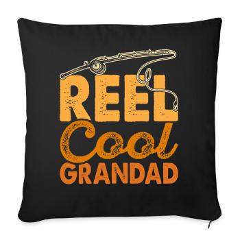 Grand-père pêcheur pêche pêche - Housse de coussin décorative 45 x 45 cm - noir - Devant