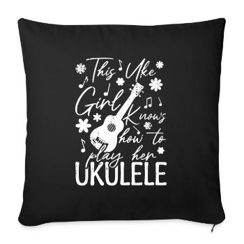 Fille ukulélé - Housse de coussin décorative 45 x 45 cm - noir - Devant