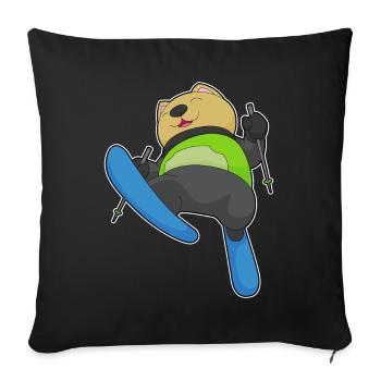 Chat Sauteur à ski Sports d’hiver - Housse de coussin décorative 45 x 45 cm - noir - Devant