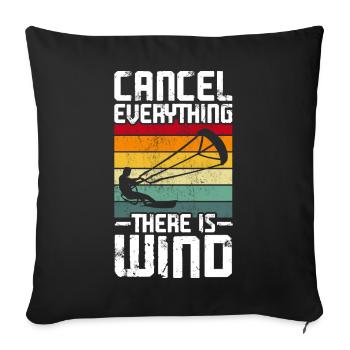 Kitesurf Kitesurfer Kiteboard - Housse de coussin décorative 45 x 45 cm - noir - Devant