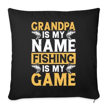 Grand-père pêcheur pêche pêche - Housse de coussin décorative 45 x 45 cm - noir - Devant