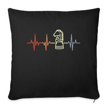 Échecs Heart Palpitations Retro Look - Housse de coussin décorative 45 x 45 cm - noir - Devant