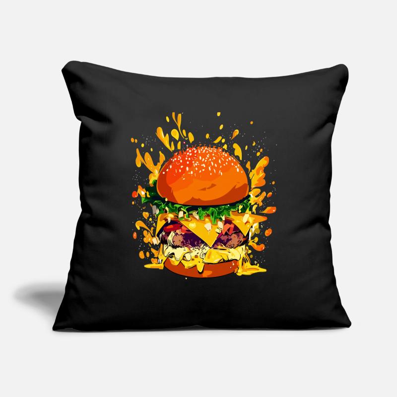 Cheeseburger extravagant avec éclaboussures de fromage Housse de coussin décorative 45 x 45 cm
