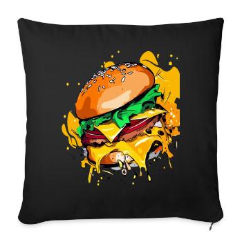 Burger au fromage supplémentaire Cheeseburge - Housse de coussin décorative 45 x 45 cm - noir - Devant