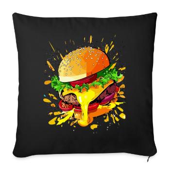 Burgers au fromage supplémentaire Cheeseburgers - Housse de coussin décorative 45 x 45 cm - noir - Devant