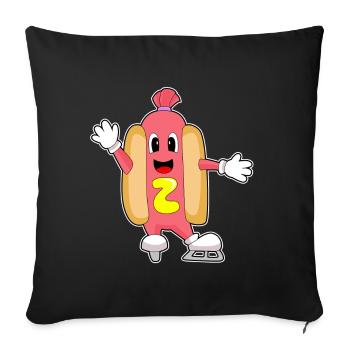 Hot Dog Ice Skating Ice Skates Winter Sports - Sofa pillowcase 17,3'' x 17,3'' (45 x 45 cm) - black - Front