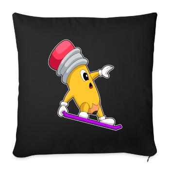 Pencil Snowboarder Snowboard - Housse de coussin décorative 45 x 45 cm - noir - Devant
