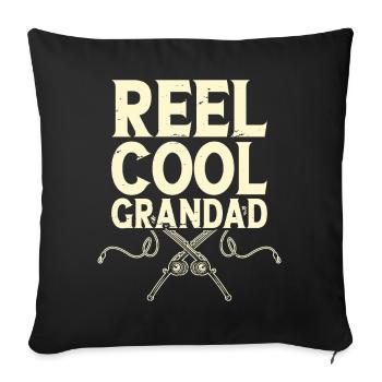 Grand-père pêcheur pêche pêche - Housse de coussin décorative 45 x 45 cm - noir - Devant