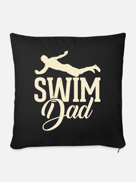 Schwimmen Schwimmer Papa Vater - Sofakissenbezug 45 x 45 cm - Schwarz