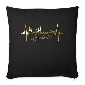 Wiesbaden Skyline Herzschlag Fan Herz Hessen Liebe - Sofakissenbezug 45 x 45 cm - Schwarz - Vorne