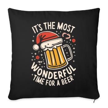 Chapeau de Père Noël Père Noël Amateur de bière Dicton - Housse de coussin décorative 45 x 45 cm - noir - Devant