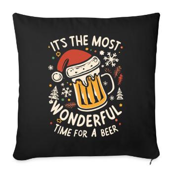 Chapeau de Père Noël Père Noël Amateur de bière Dicton - Housse de coussin décorative 45 x 45 cm - noir - Devant