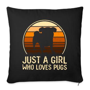 Chien carlin - Housse de coussin décorative 45 x 45 cm - noir - Devant