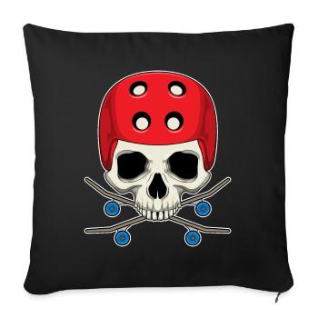 Skull Skater Skateboard Sport - Sofa pillowcase 17,3'' x 17,3'' (45 x 45 cm) - black - Front