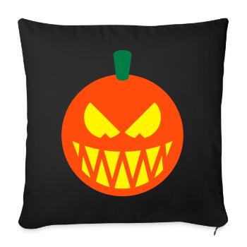 Citrouille d’Halloween (lanterne de citrouille / émoticône / 3C) - Housse de coussin décorative 45 x 45 cm - noir - Devant