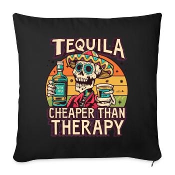 Drôle de dicton: La tequila est moins chère que la thérapie - Housse de coussin décorative 45 x 45 cm - noir - Devant