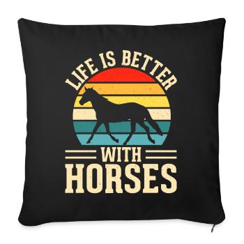 Horses - Sofa pillowcase 17,3'' x 17,3'' (45 x 45 cm) - black - Front