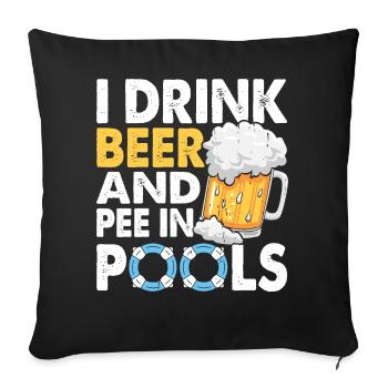 Piscine de bière flottante de natation - Housse de coussin décorative 45 x 45 cm - noir - Devant