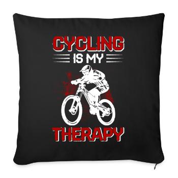 Cycling Is My Therapy - Sofa pillowcase 17,3'' x 17,3'' (45 x 45 cm) - black - Front