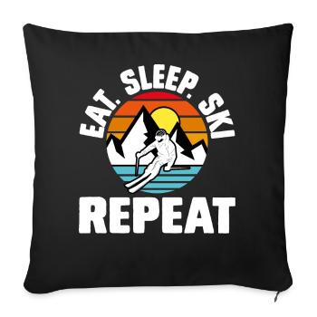 Ski Skifahren Skifahrer - Sofakissenbezug 45 x 45 cm - Schwarz - Vorne