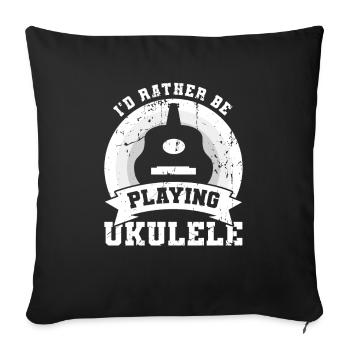 Citation : Ukulélé - Housse de coussin décorative 45 x 45 cm - noir - Devant