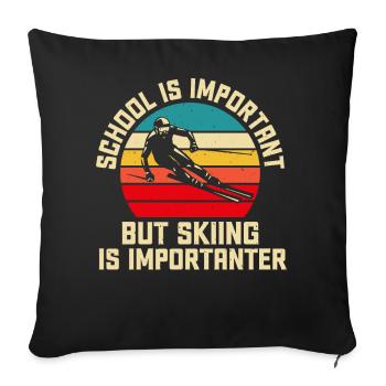 Ski Skifahren Skifahrer - Sofakissenbezug 45 x 45 cm - Schwarz - Vorne