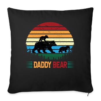 The father bear with little bears walks in the forest - Sofa pillowcase 17,3'' x 17,3'' (45 x 45 cm) - black - Front