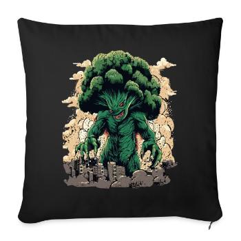 Géant Brocoli Monster Japon Kaiju Légumes - Housse de coussin décorative 45 x 45 cm - noir - Devant