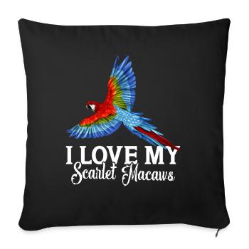 J'adore mes aras écarlates - Housse de coussin décorative 45 x 45 cm - noir - Devant