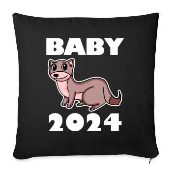 Baby 2024 - Birth Pregnant 2024 Pregnancy - Sofa pillowcase 17,3'' x 17,3'' (45 x 45 cm) - black - Front