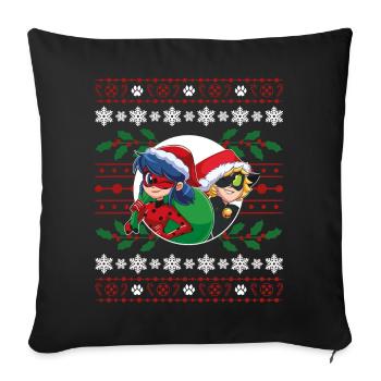 Miraculous Ladybug Cat Noir Ugly Christmas Design - Sofakissenbezug 45 x 45 cm - Schwarz - Vorne