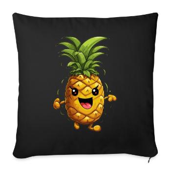 Danse Dessin animé Ananas - Housse de coussin décorative 45 x 45 cm - noir - Devant