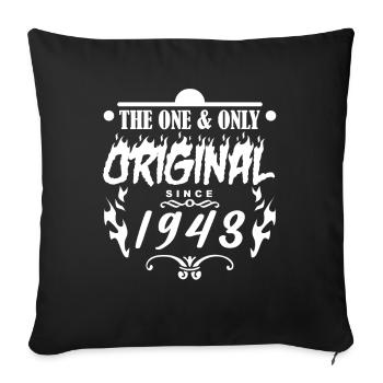 1943 - Année de construction 1943 - Né en 1943 - Housse de coussin décorative 45 x 45 cm - noir - Devant