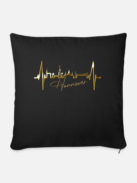 Hannover Skyline Herzschlag Fan Liebe Hannöversch - Sofakissenbezug 45 x 45 cm - Schwarz