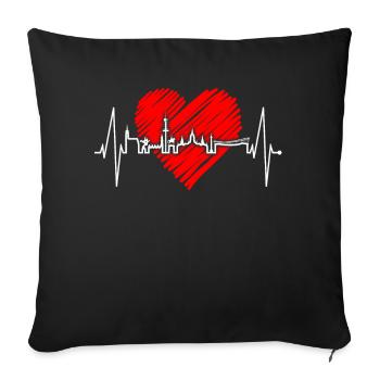 Hannover Skyline Herzschlag Fan Liebe Hannöversch - Housse de coussin décorative 45 x 45 cm - noir - Devant