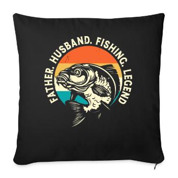 Angler Dad - Sofa pillowcase 17,3'' x 17,3'' (45 x 45 cm) - black - Front