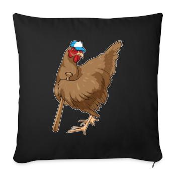 Poulet Baseball Bats - Housse de coussin décorative 45 x 45 cm - noir - Devant
