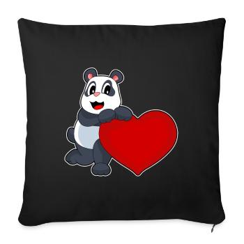 Cœur de panda - Housse de coussin décorative 45 x 45 cm - noir - Devant
