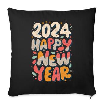 Tenue de fête du Nouvel An 2024 - Housse de coussin décorative 45 x 45 cm - noir - Devant