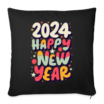 Tenue de fête du Nouvel An 2024 - Housse de coussin décorative 45 x 45 cm - noir - Devant