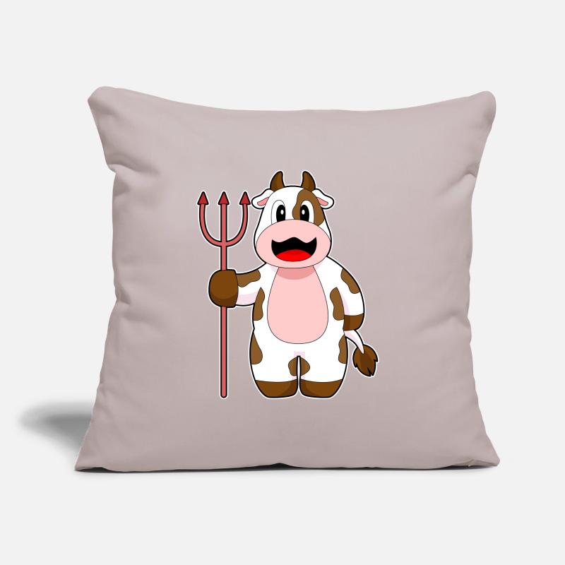 Vache Halloween Devil Trident Housse de coussin décorative 45 x 45 cm