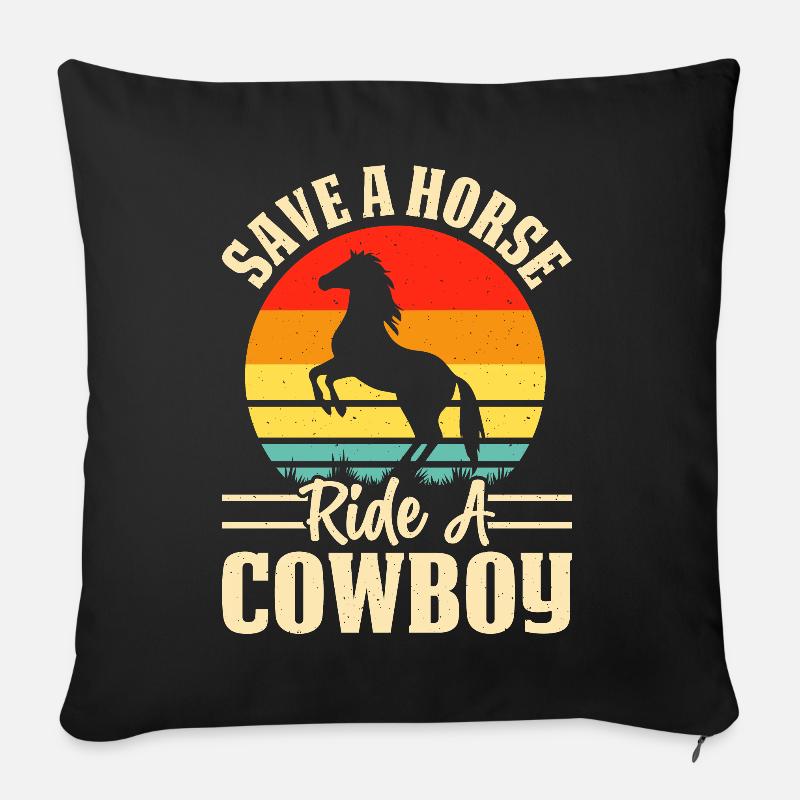 Pferd Cowboy - Sofakissenbezug 45 x 45 cm - Schwarz