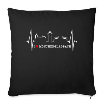 Mönchengladbach Skyline Heartbeat Fan I Love MG - Sofa pillowcase 17,3'' x 17,3'' (45 x 45 cm) - black - Front