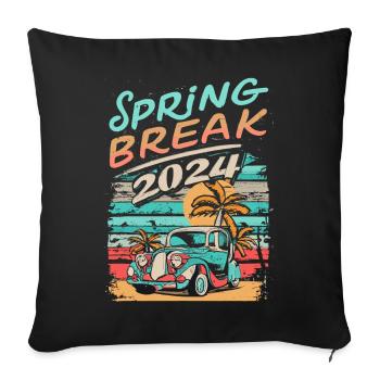 Spring Break 2024 Vacances Rétro Vintage - Housse de coussin décorative 45 x 45 cm - noir - Devant