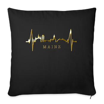 Mayence Skyline Heartbeat Fan Heart Love Mainzer - Housse de coussin décorative 45 x 45 cm - noir - Devant
